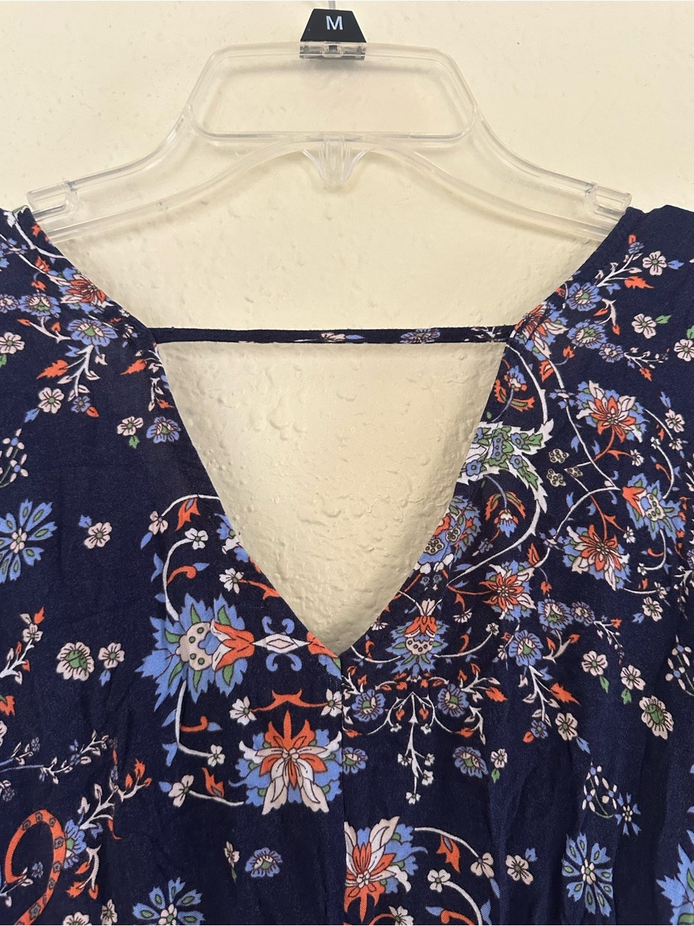 Boho Floral Navy Maxi Dress with V-Neck EUC - Picture 2 of 8